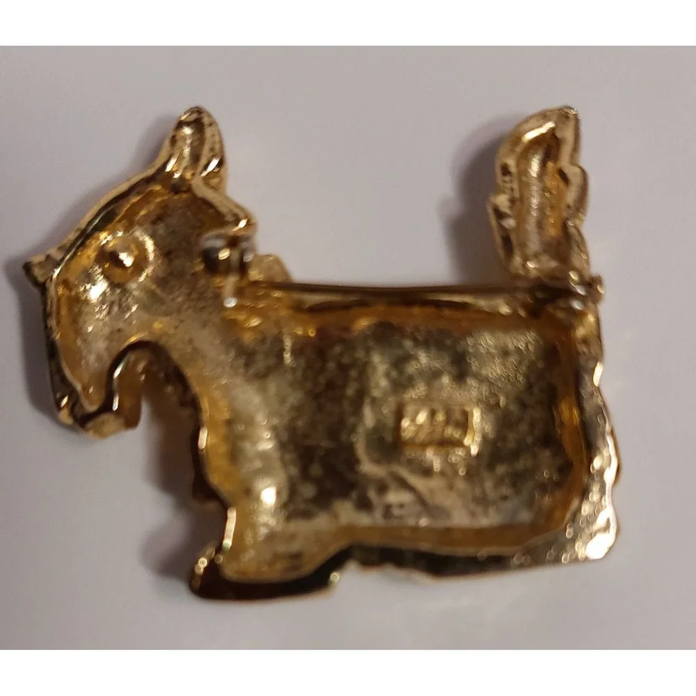 🐶🐶  Set Of 2 Vintage Scotty Puppy Dog Gold Tone Brooch Lapel Pin